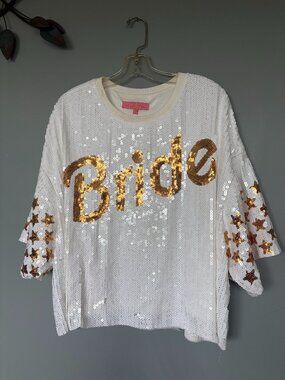 GUC Simply Southern Brand BRIDE Barbie Style Sequin Cropped T-shirt Size XXL